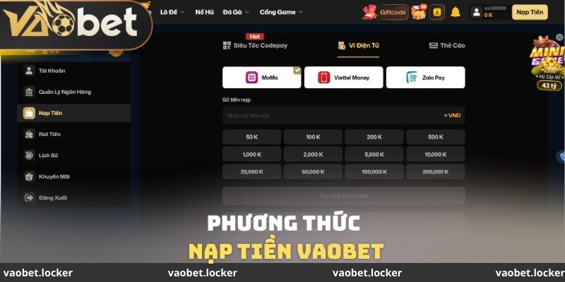 Phương thức nạp tiền VaoBet
