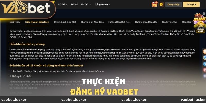 Thực hiện đăng ký VaoBet